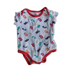 S) Mini B Baby Bodysuit 3M White Multicolor Alphabet Print Infant Onesie